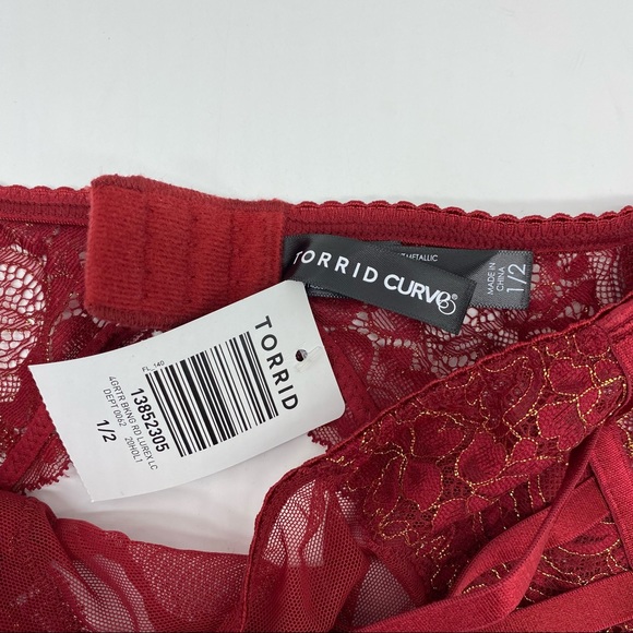 Torrid Women’s Plus Size Red Mesh Lace Bralette & Garter Set Size 1X - Picture 16 of 16